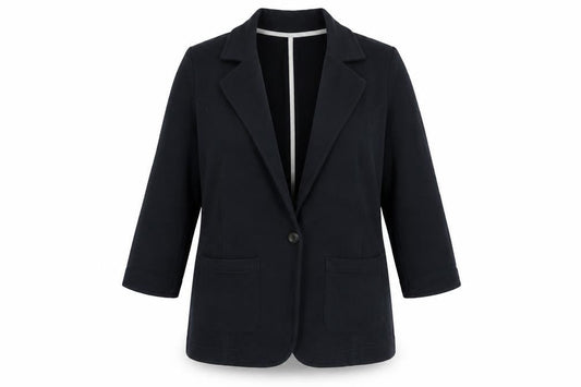 Denim & Co. Womens Blue Cotton Jacket Blazer Size 10