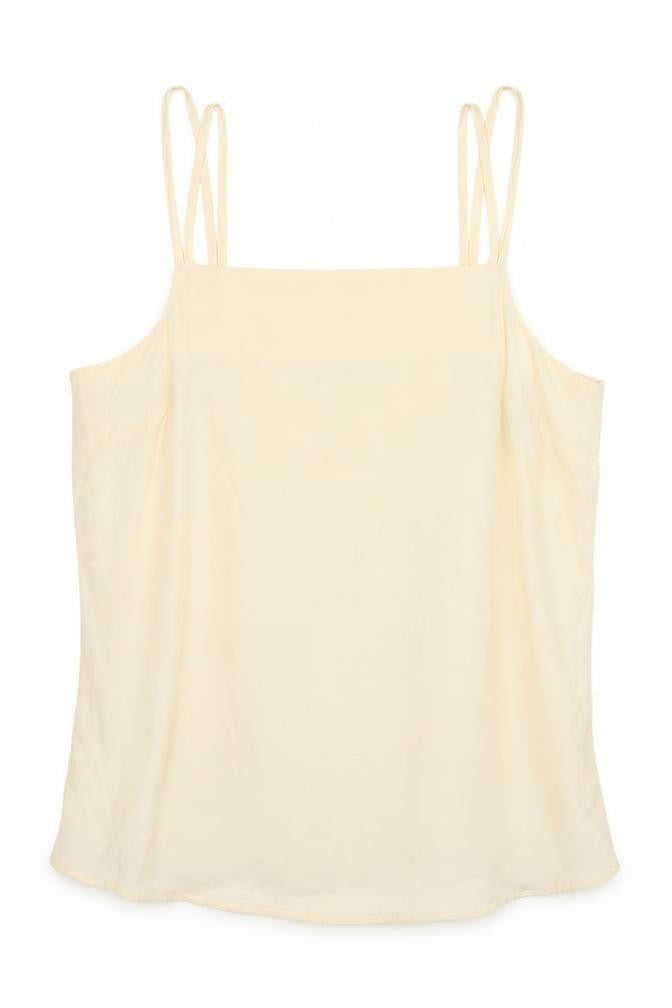 Marks & Spencer Womens Beige Viscose Camisole Tank Size 10 Square Neck