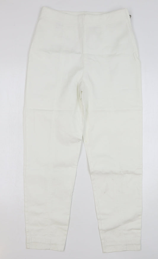 Maxx Womens White Cotton Chino Trousers Size 14 L29 in Regular Zip