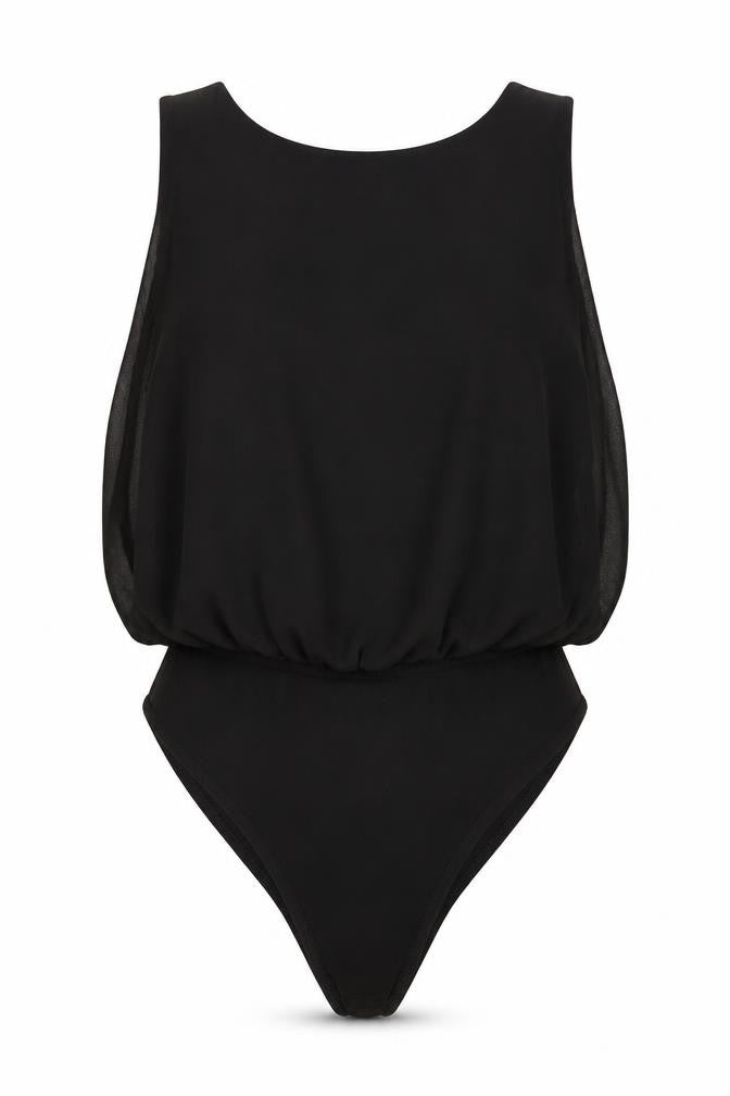 Boohoo Womens Black Polyester Bodysuit One-Piece Size 10 Snap