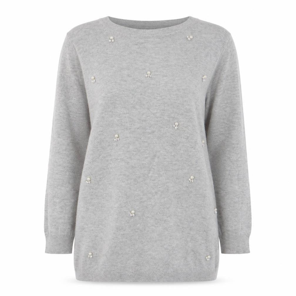 F&F Womens Grey Round Neck Viscose Pullover Jumper Size 10
