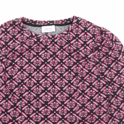 Savida Womens Pink Geometric Polyester Basic T-Shirt Size M Round Neck