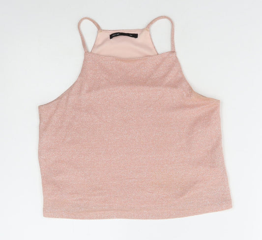 First and I Womens Pink Viscose Camisole Tank Size S Square Neck