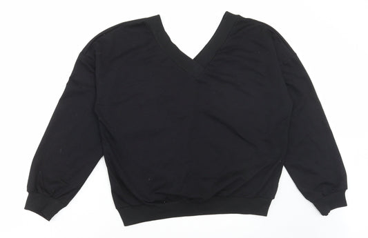 SheIn Womens Black Cotton Pullover Sweatshirt Size S Pullover - Angel Wings