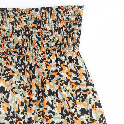Primark Womens Multicoloured Camouflage Polyester Fit & Flare Size S Off the Shoulder Pullover - Shirred