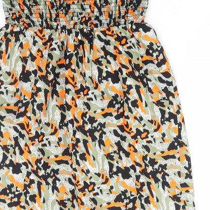 Primark Womens Multicoloured Camouflage Polyester Fit & Flare Size S Off the Shoulder Pullover - Shirred