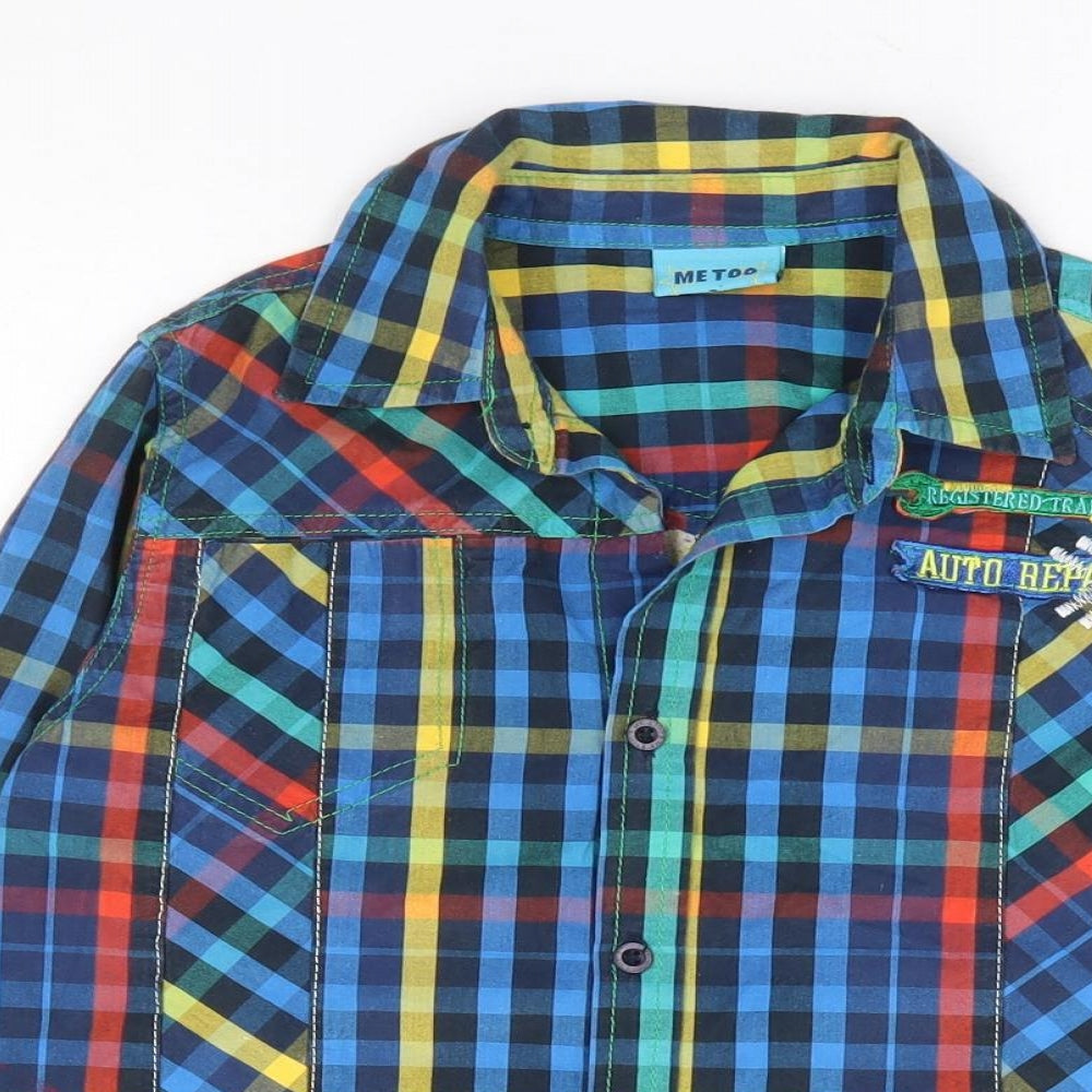 Me Too Boys Multicoloured Geometric 100% Cotton Jersey Button-Up Size 7 Years Collared Button - Truck