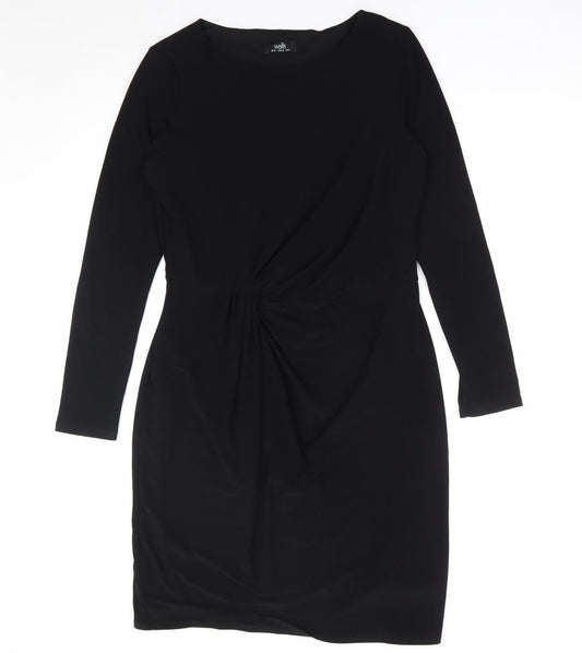 Wallis Womens Black Polyester A-Line Size 12 Round Neck Pullover