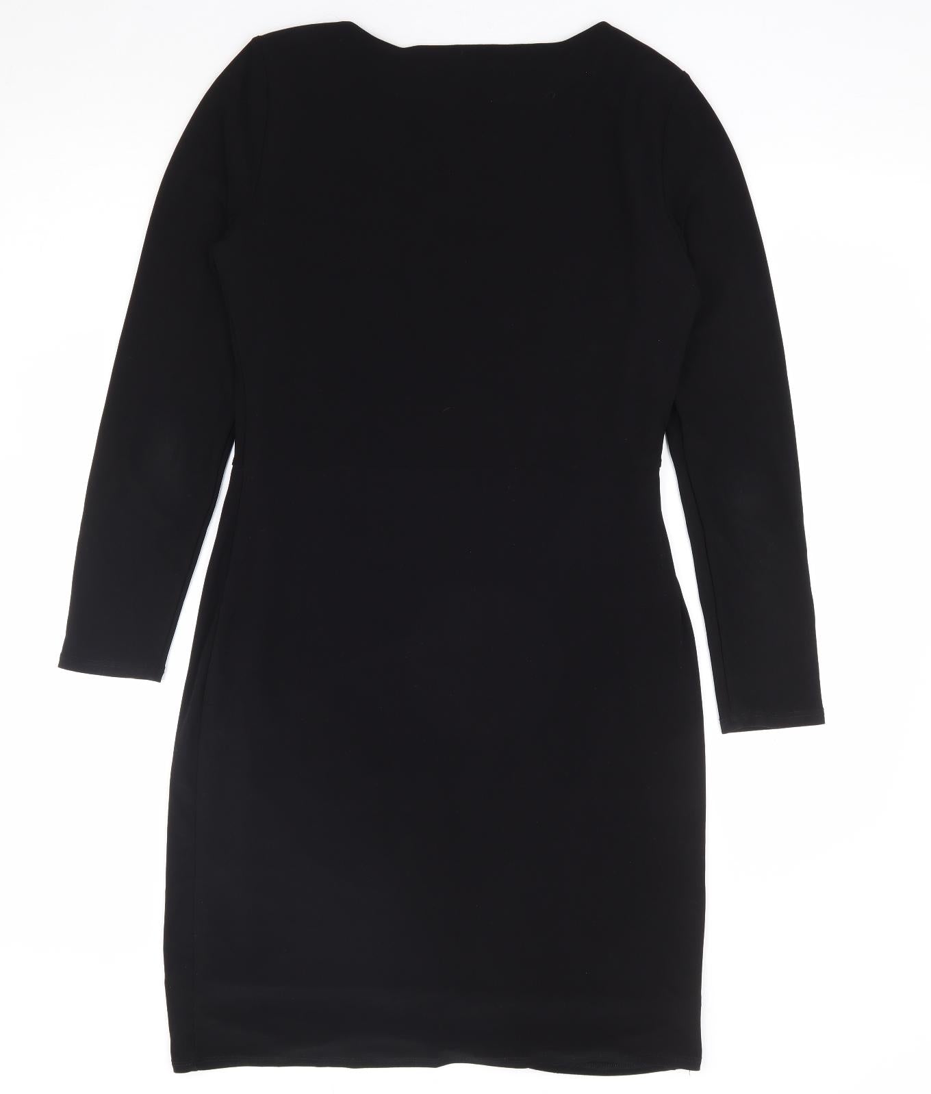 Wallis Womens Black Polyester A-Line Size 12 Round Neck Pullover