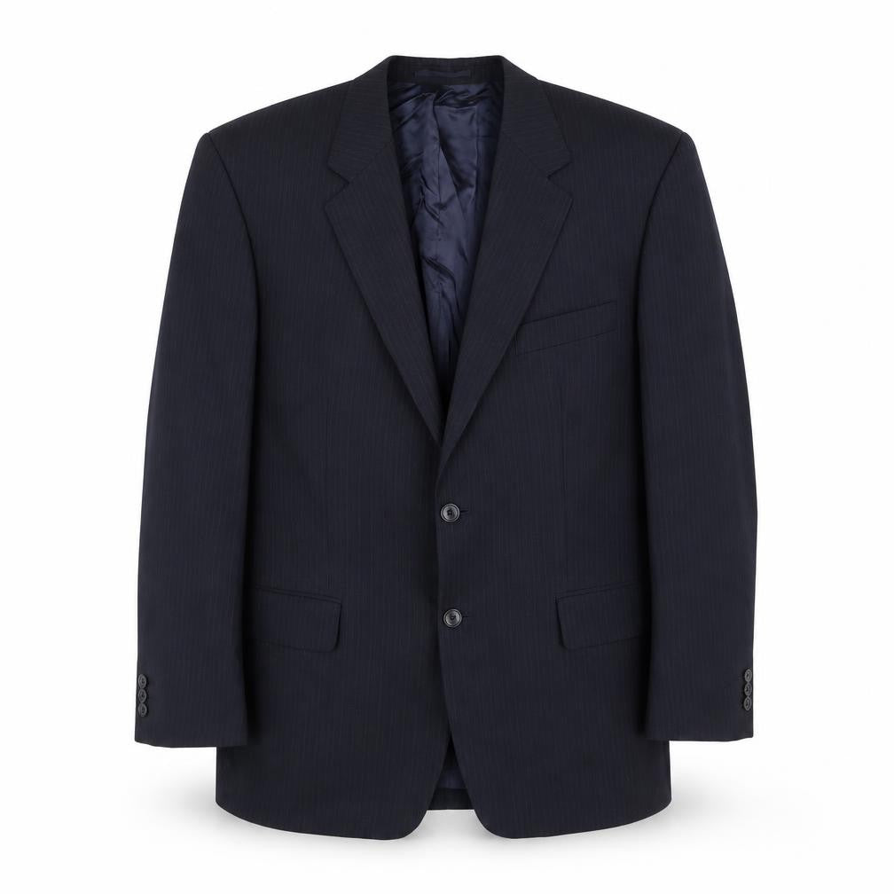 Wellington Mens Blue Striped Polyester Jacket Suit Jacket Size 46