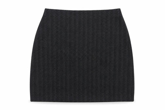 F&F Womens Black Herringbone Polyester Straight & Pencil Skirt Size 8