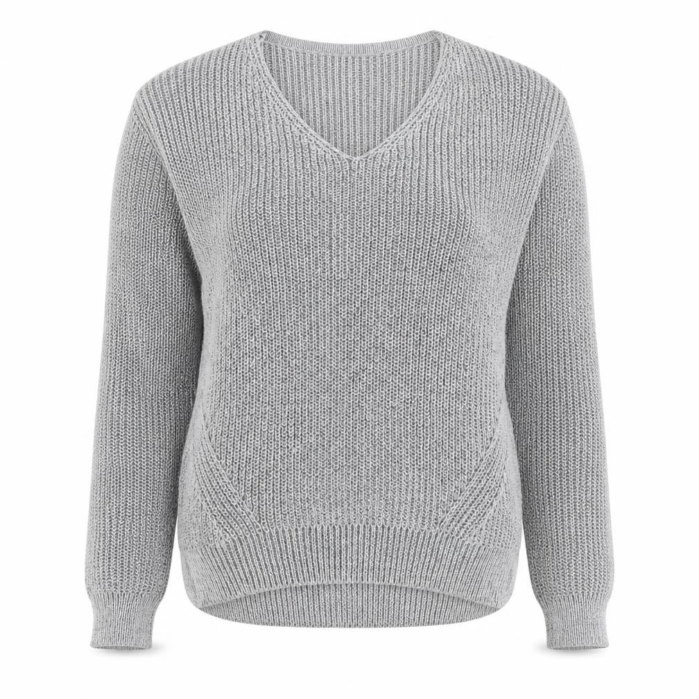 Primark Womens Grey V-Neck Polyester Pullover Jumper Size 6