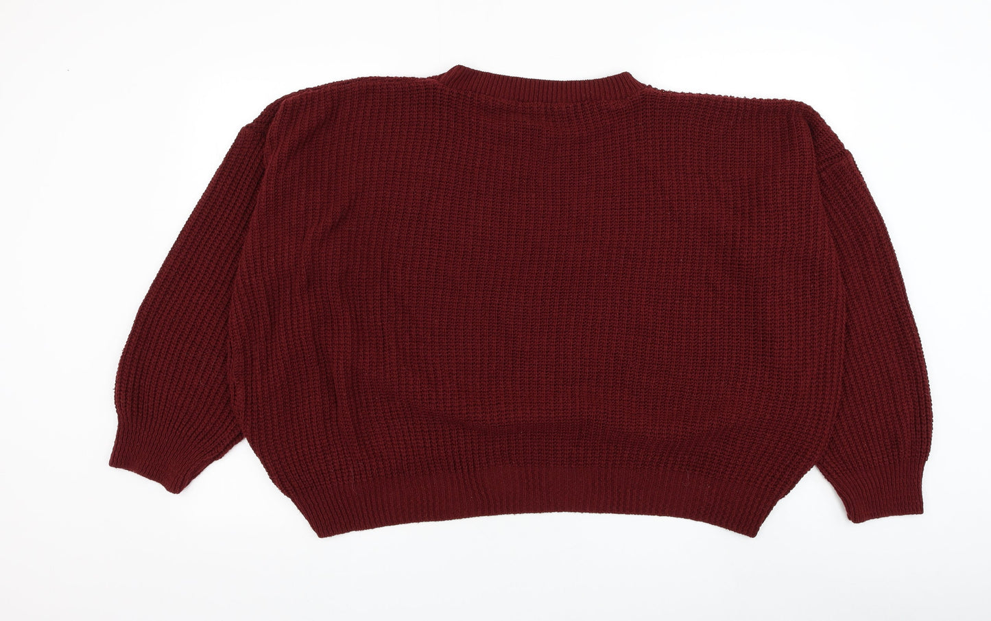 Preworn Womens Red Round Neck Acrylic Pullover Jumper Size L