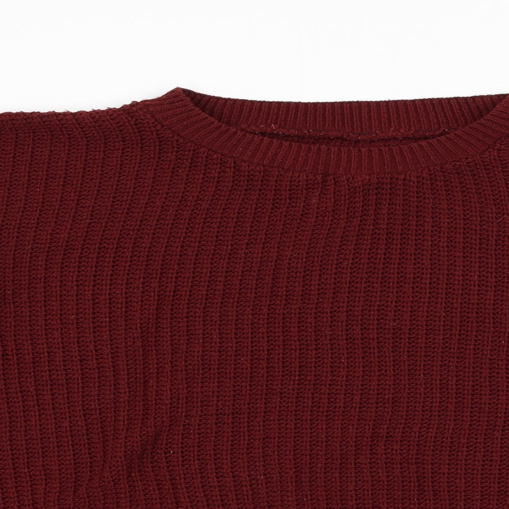 Preworn Womens Red Round Neck Acrylic Pullover Jumper Size L