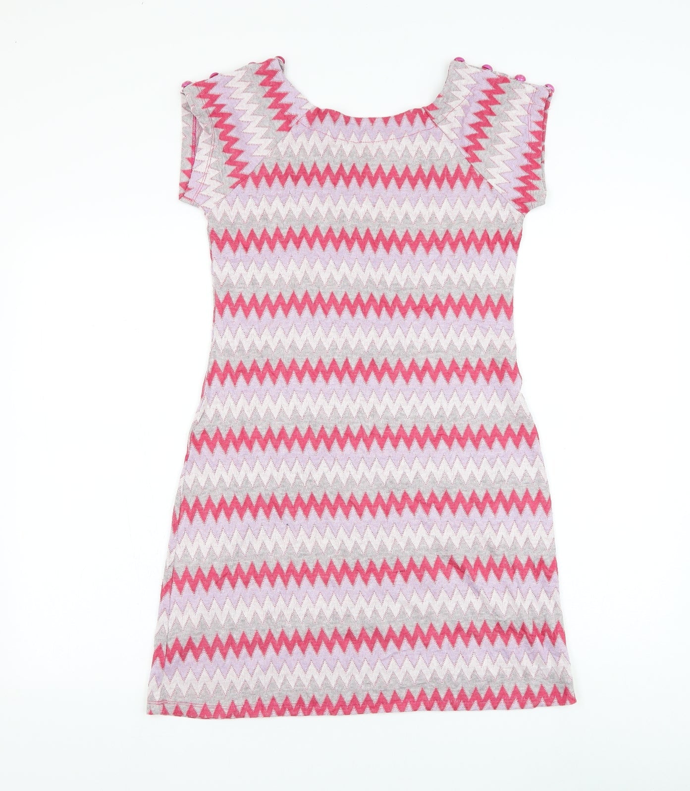 Preworn Womens Pink Chevron Polyester Shift Size M Round Neck Pullover
