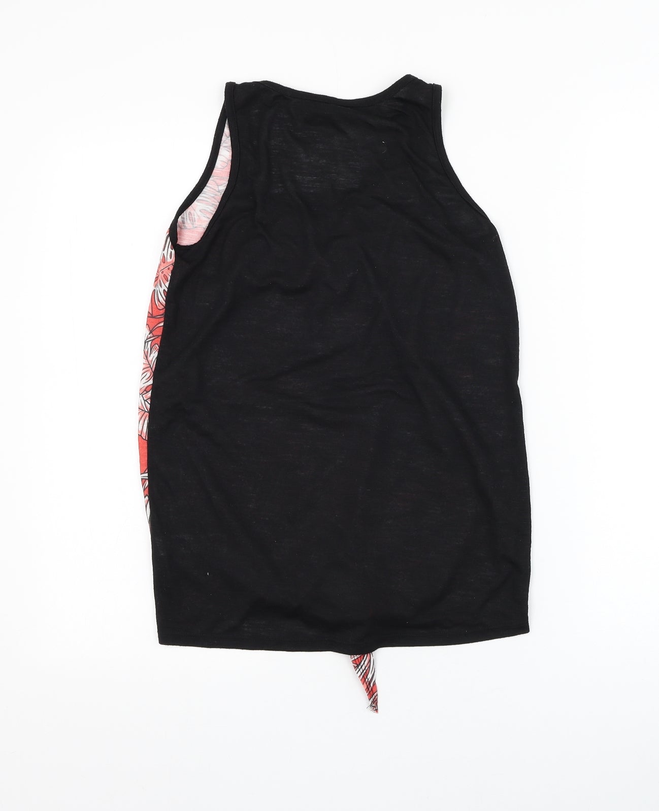 Dunnes Stores Womens Red Floral Polyester Basic Tank Size 8 Round Neck - Knot Front