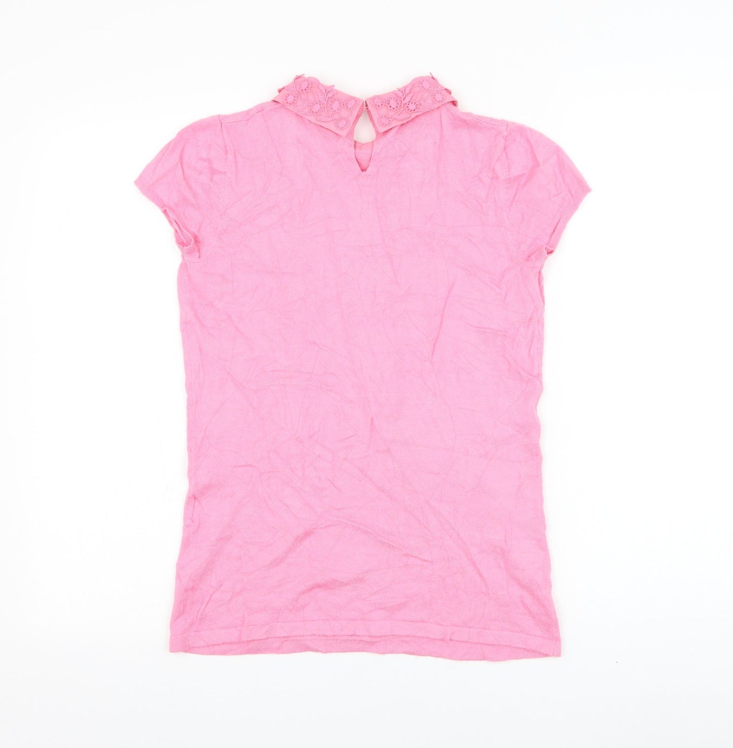 Warehouse Womens Pink Collared Viscose Pullover Jumper Size 10