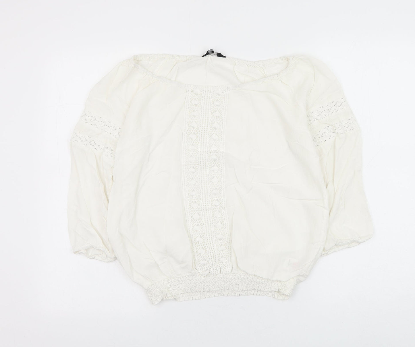 Dorothy Perkins Womens White Viscose Basic Blouse Size 12 Round Neck