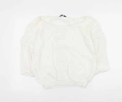 Dorothy Perkins Womens White Viscose Basic Blouse Size 12 Round Neck