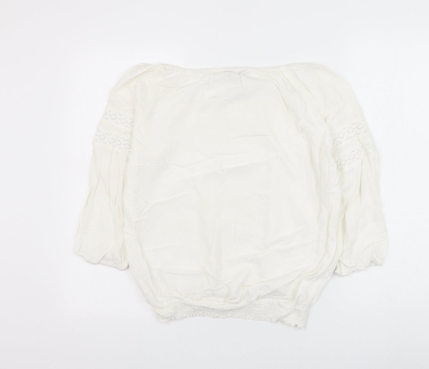 Dorothy Perkins Womens White Viscose Basic Blouse Size 12 Round Neck