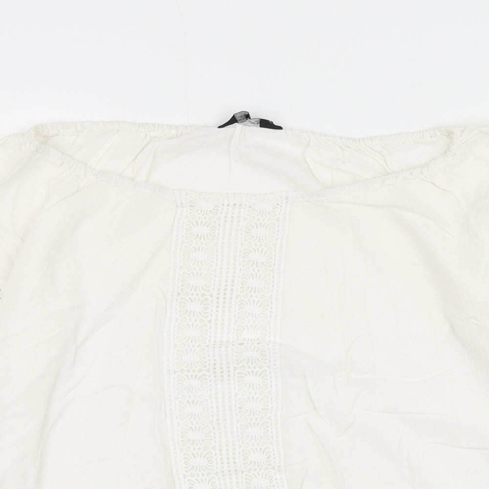 Dorothy Perkins Womens White Viscose Basic Blouse Size 12 Round Neck