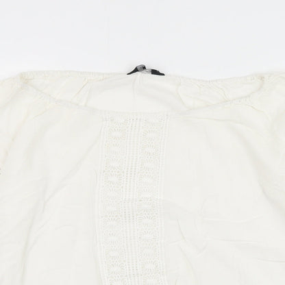 Dorothy Perkins Womens White Viscose Basic Blouse Size 12 Round Neck