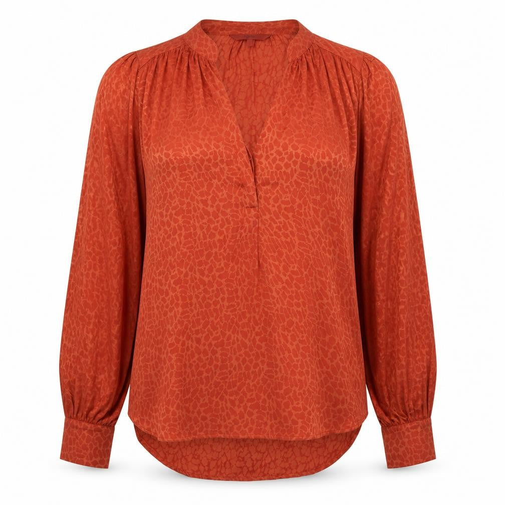 NEXT Womens Red Animal Print Basic Blouse Size 6 V-Neck - Snake Print