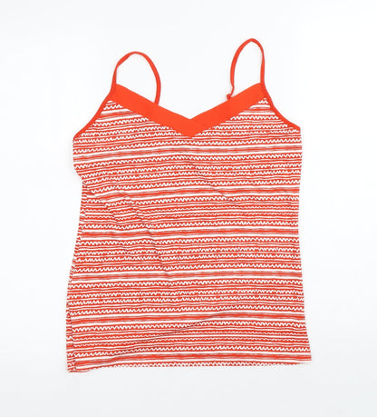 Dunnes Womens Red Striped Viscose Basic Tank Size M V-Neck