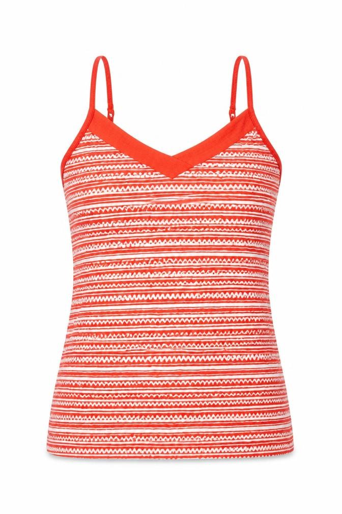Dunnes Stores Womens Red Striped Viscose Basic Tank Size M V-Neck