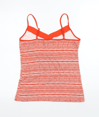Dunnes Womens Red Striped Viscose Basic Tank Size M V-Neck