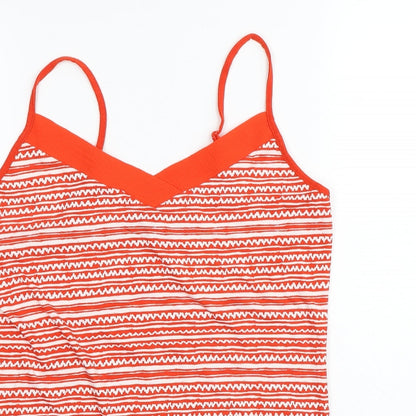Dunnes Womens Red Striped Viscose Basic Tank Size M V-Neck