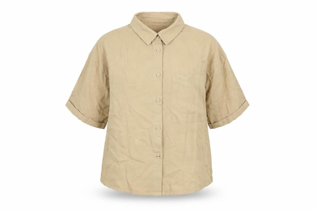 Primark Womens Beige Viscose Basic Button-Up Size XS Collared