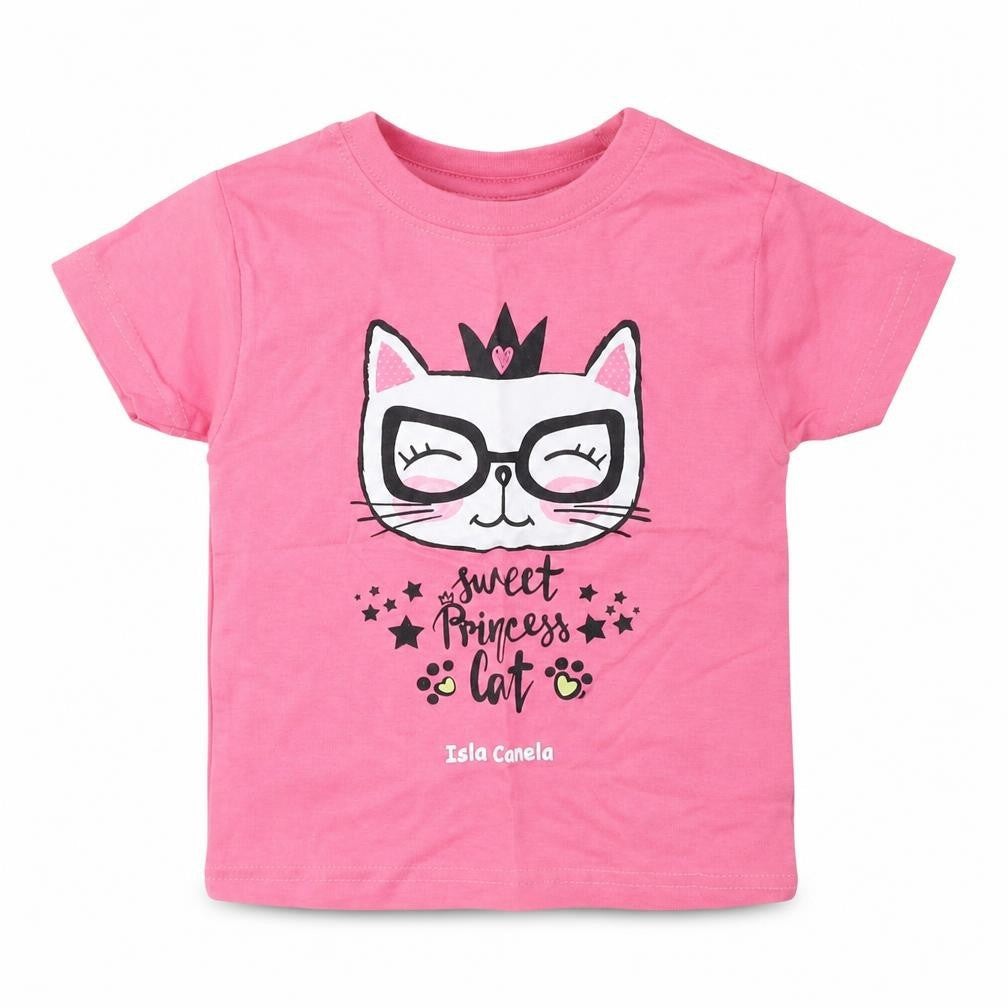Native world Girls Pink Cotton Basic Casual Size 2 Years Round Neck Pullover - Cat
