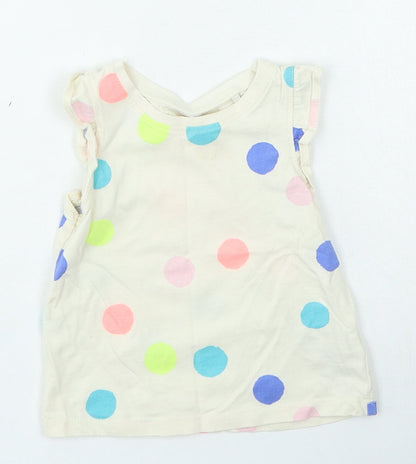 Next Girls Beige Spotted Basic Tank Size 12-18 Months Round Neck Pullover
