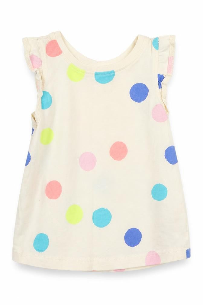 NEXT Girls Beige Spotted Basic Tank Size 12-18 Months Round Neck Pullover