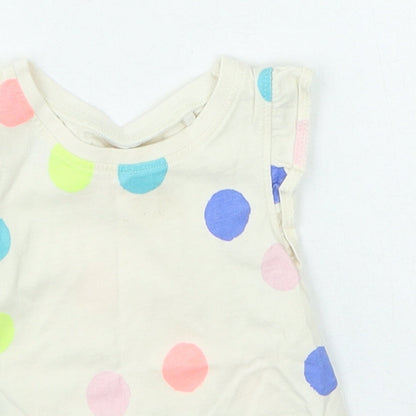 Next Girls Beige Spotted Basic Tank Size 12-18 Months Round Neck Pullover