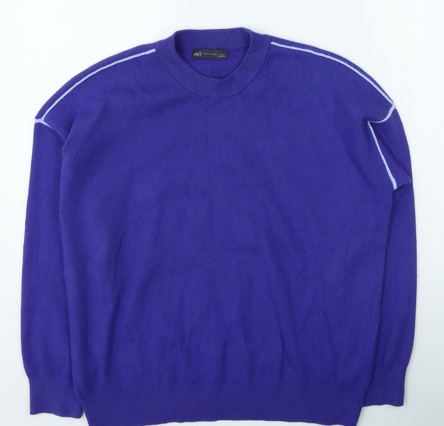 Marks and Spencer Womens Purple Round Neck Viscose Pullover Jumper Size L