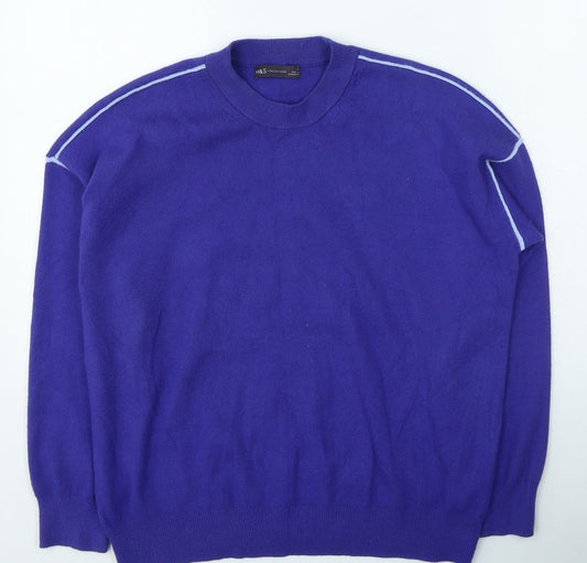 Marks and Spencer Womens Purple Round Neck Viscose Pullover Jumper Size L