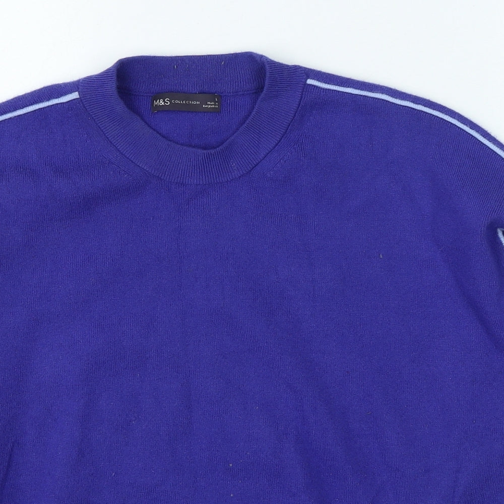 Marks and Spencer Womens Purple Round Neck Viscose Pullover Jumper Size L