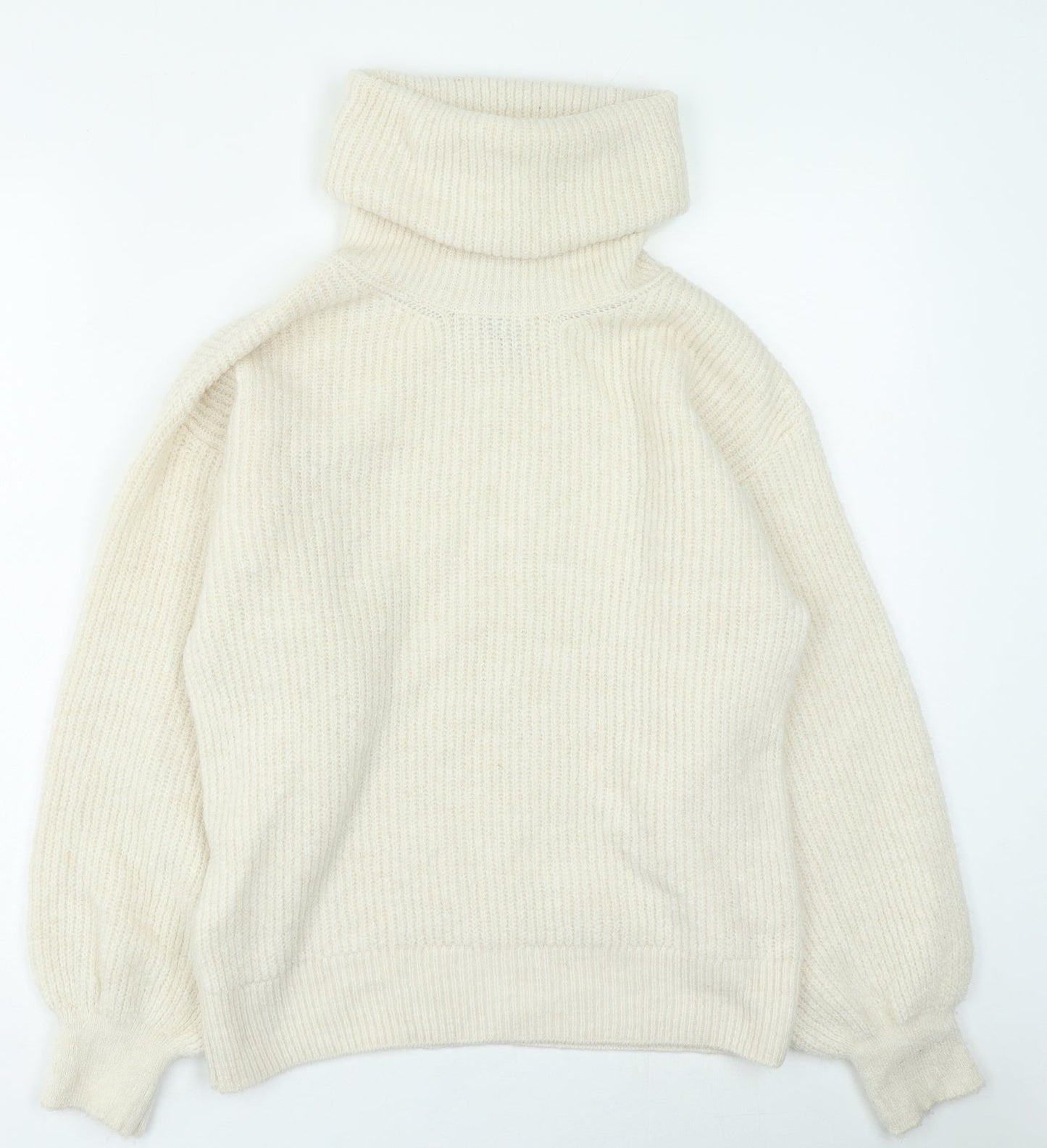 Gallery Womens Beige Roll Neck Acrylic Shrug Jumper Size S