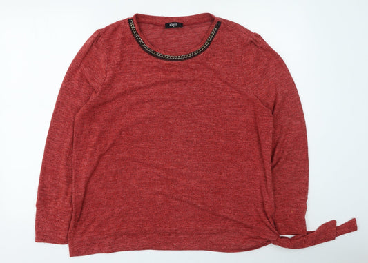 Klass Womens Orange Round Neck Viscose Pullover Jumper Size XL
