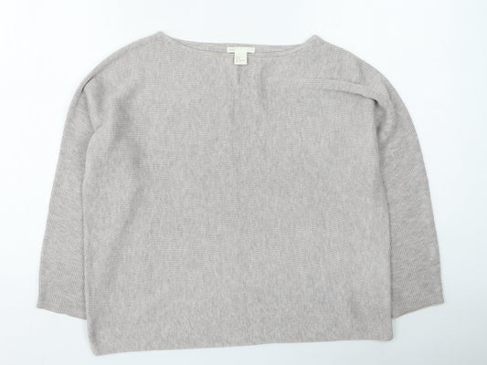 H&M Womens Beige Round Neck Polyester Pullover Jumper Size S