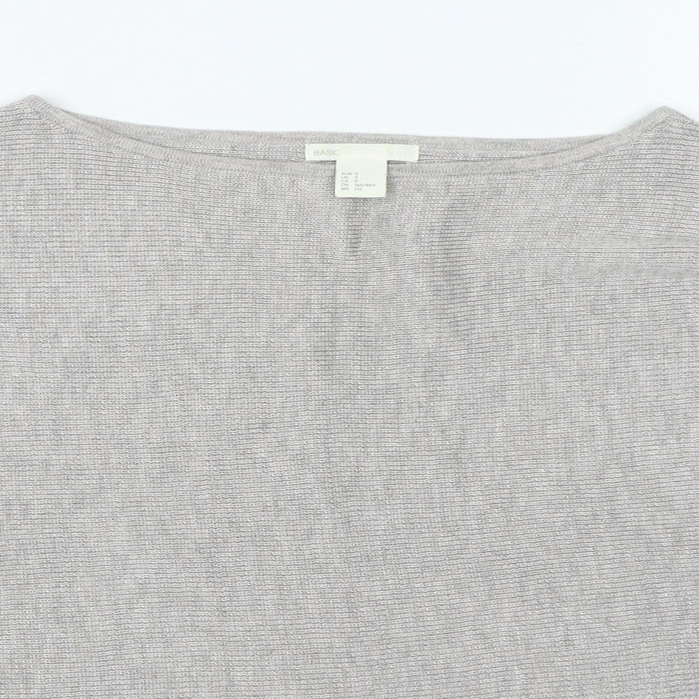 H&M Womens Beige Round Neck Polyester Pullover Jumper Size S