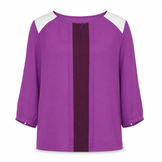 Mexx Womens Purple Polyester Basic Blouse Size 8 Round Neck