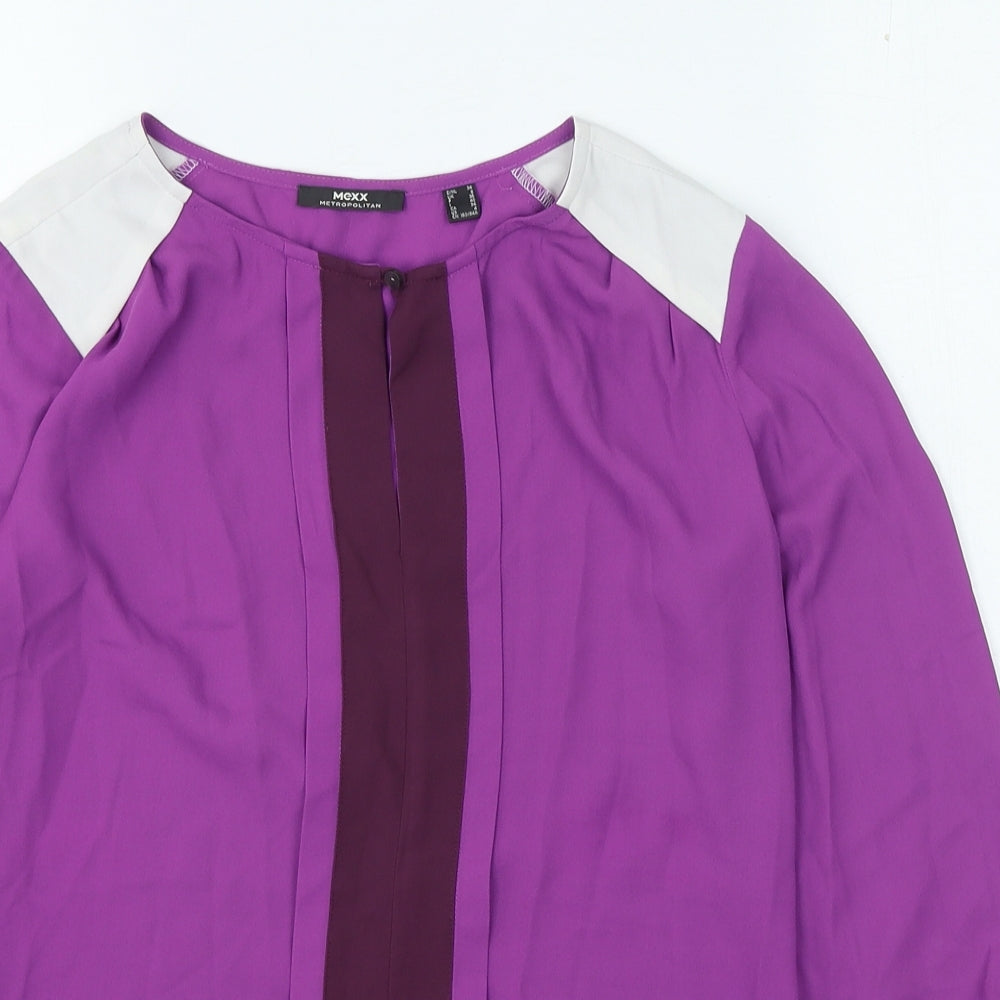 Mexx Womens Purple Polyester Basic Blouse Size 8 Round Neck