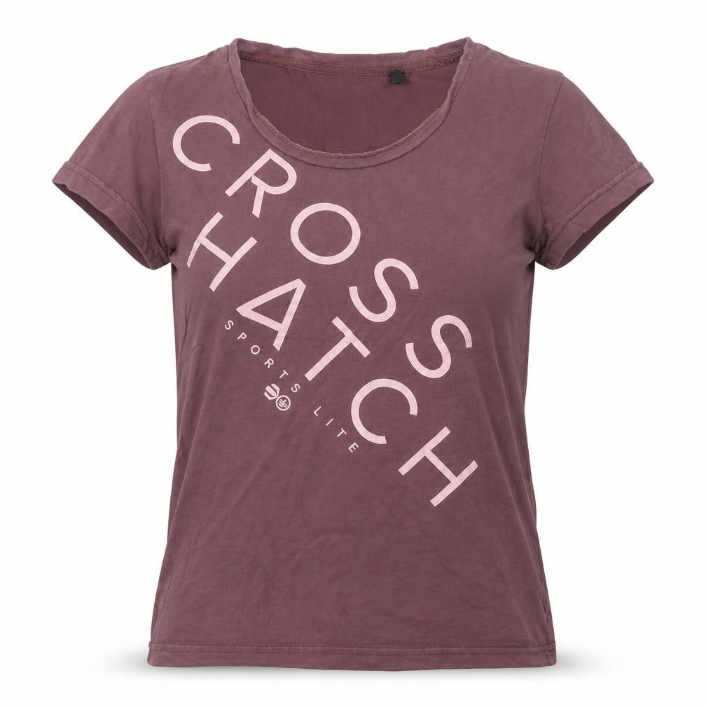 Crosshatch Womens Purple Cotton Basic T-Shirt Size S Round Neck
