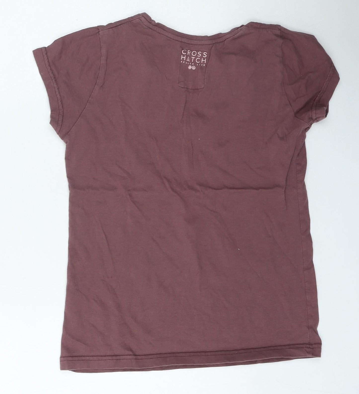 Crosshatch Womens Purple Cotton Basic T-Shirt Size S Round Neck