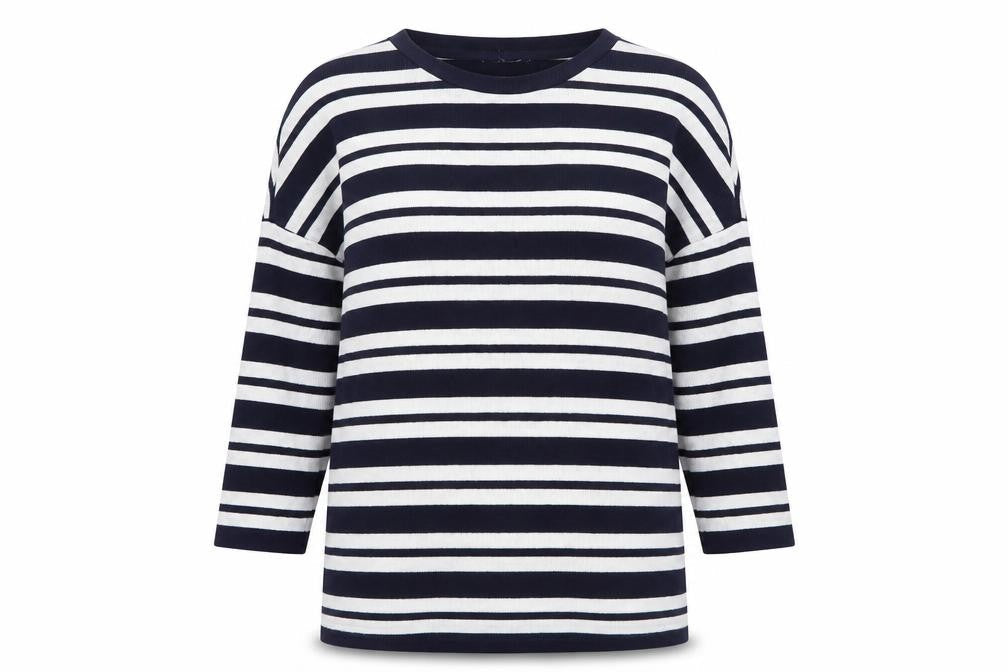 TU Womens Blue Round Neck Striped Viscose Pullover Jumper Size 12