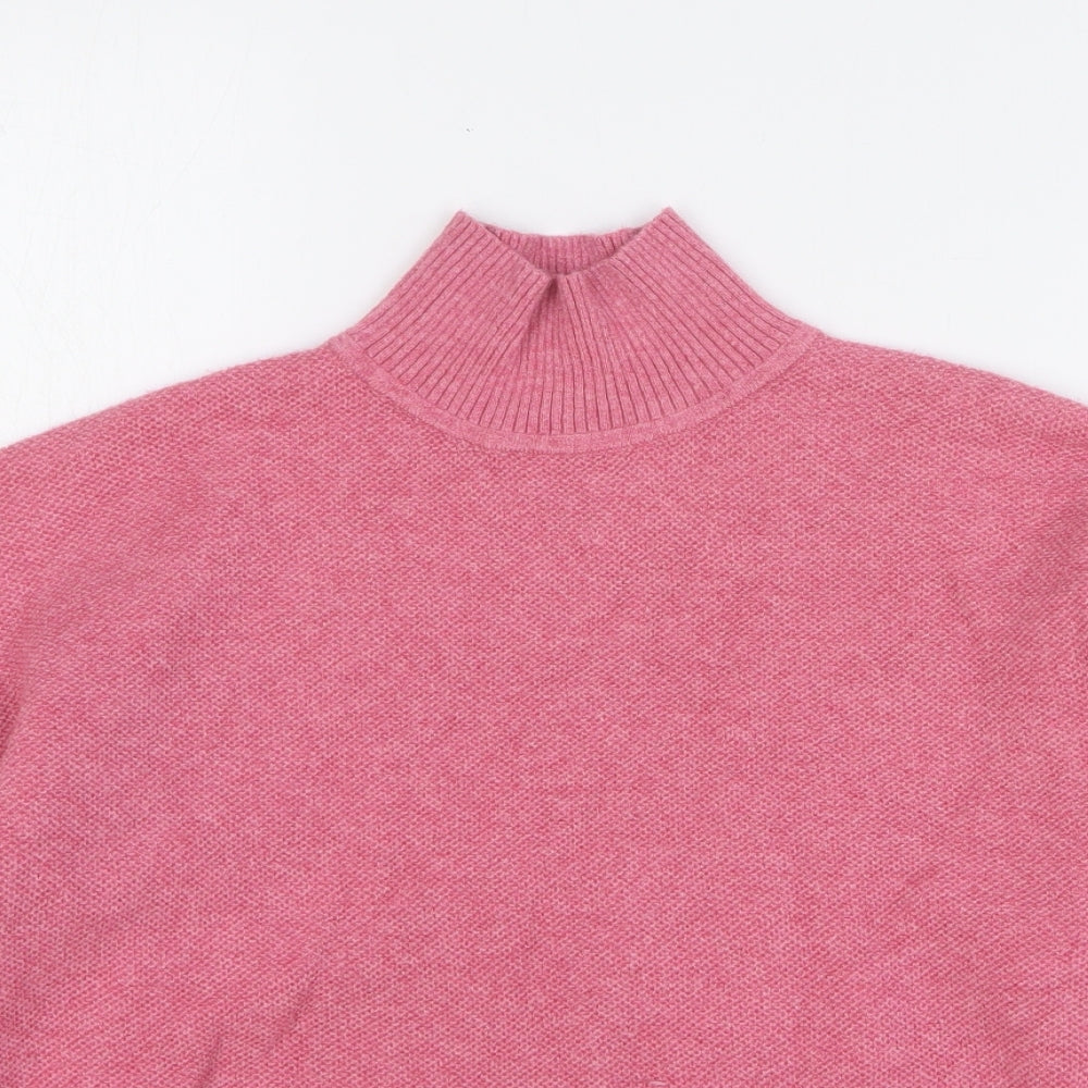 Marks and Spencer Womens Pink High Neck Polyester Pullover Jumper Size S