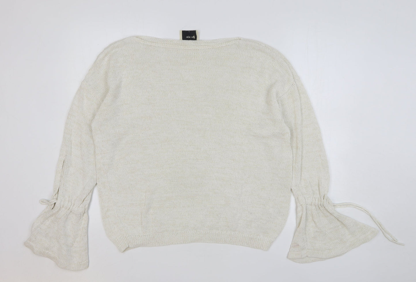 Papaya Womens Beige Round Neck Cotton Pullover Jumper Size L